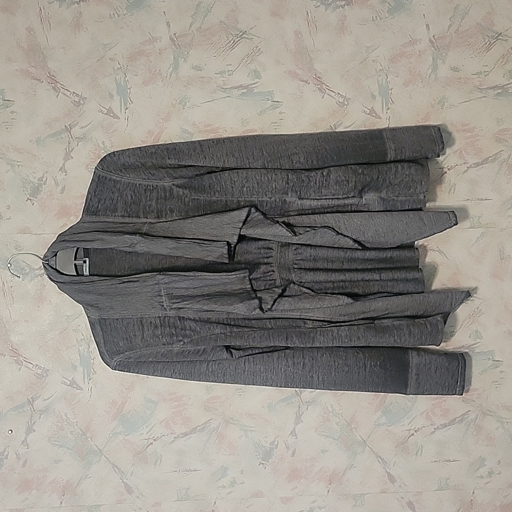 Maurice Distressed Gray Open Front Waterfall Sweater Size Medium